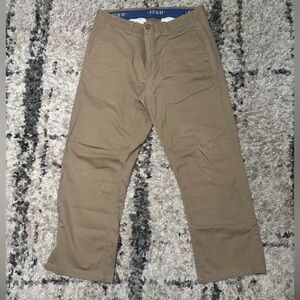 ROWM Tan Chino Pants with Flat Front Design